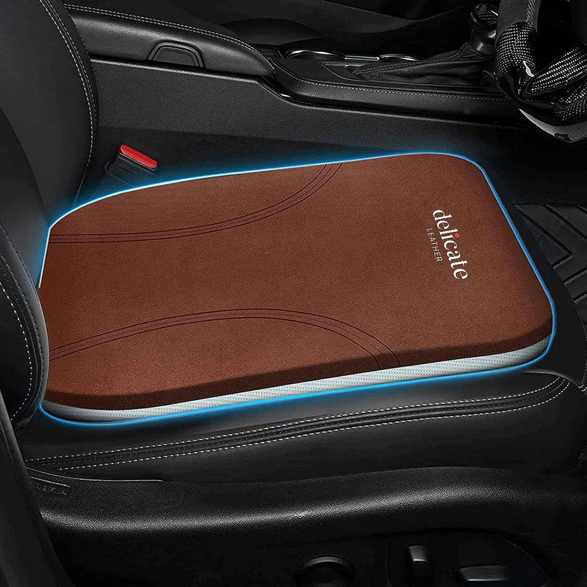 Delicate Leather Car Seat Cushion, Custom For Cars, Car Memory Foam Seat Cushion, Heightening Seat Cushion, Seat Cushion for Car and Office Chair - Delicate Leather