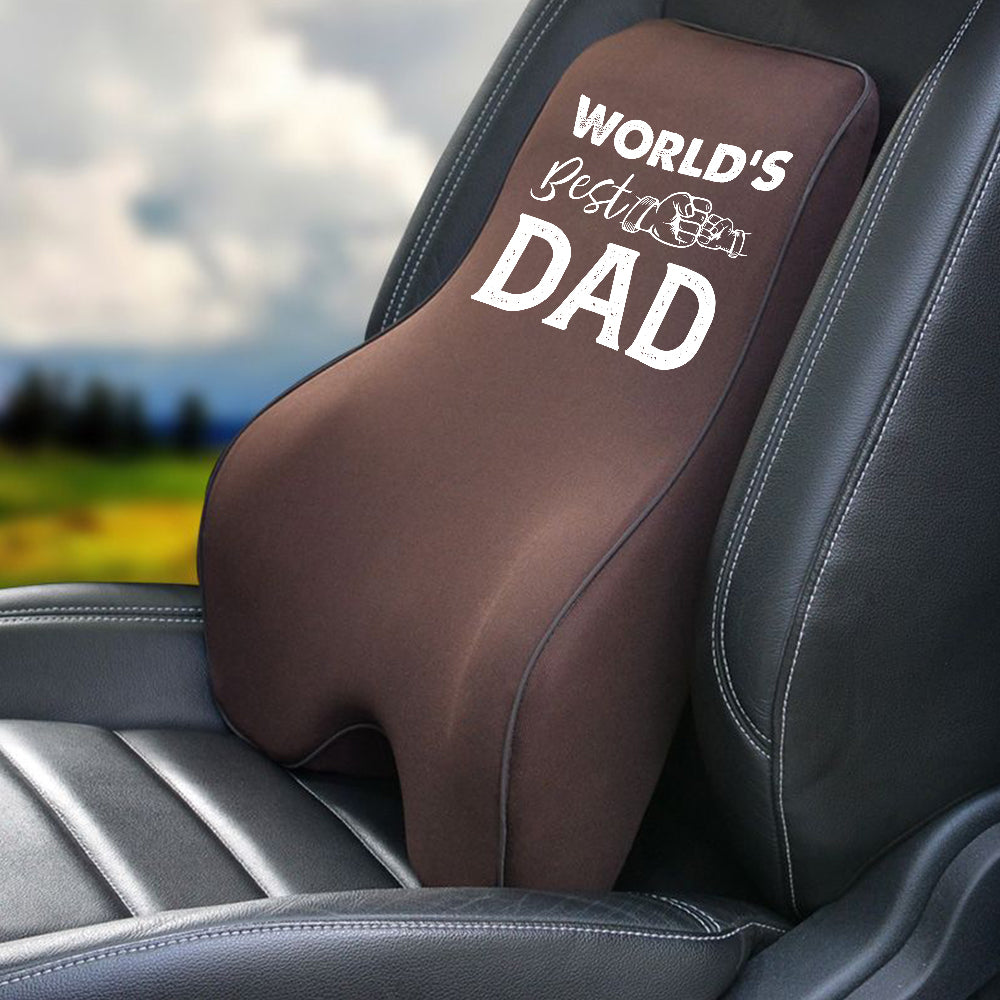World's Best Dad Lumbar Support Cushion for Car and Headrest Neck Pillow Kit, Custom For Cars, Ergonomically Design for Car Seat, Father's Day Gift, Car Accessories 05