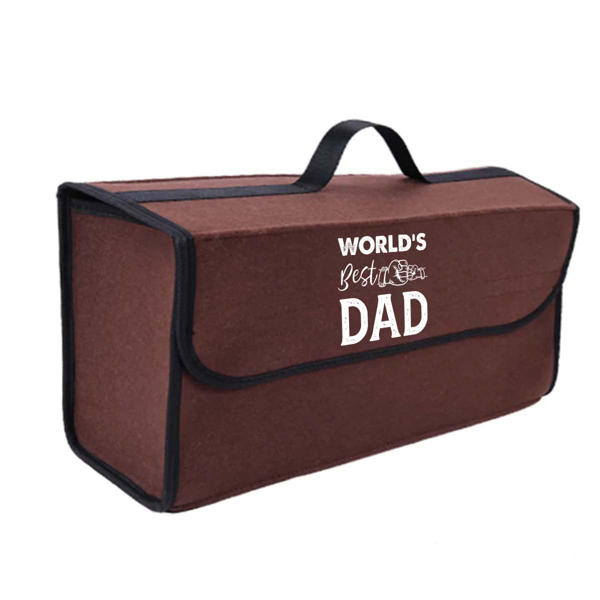 World's Best Dad Soft Felt Car Bag Organizer Folding Car Storage Box Non Slip Fireproof Car Trunk Organizer, Custom For Your Cars, Father's Day Gift, Car Accessories - Delicate Leather