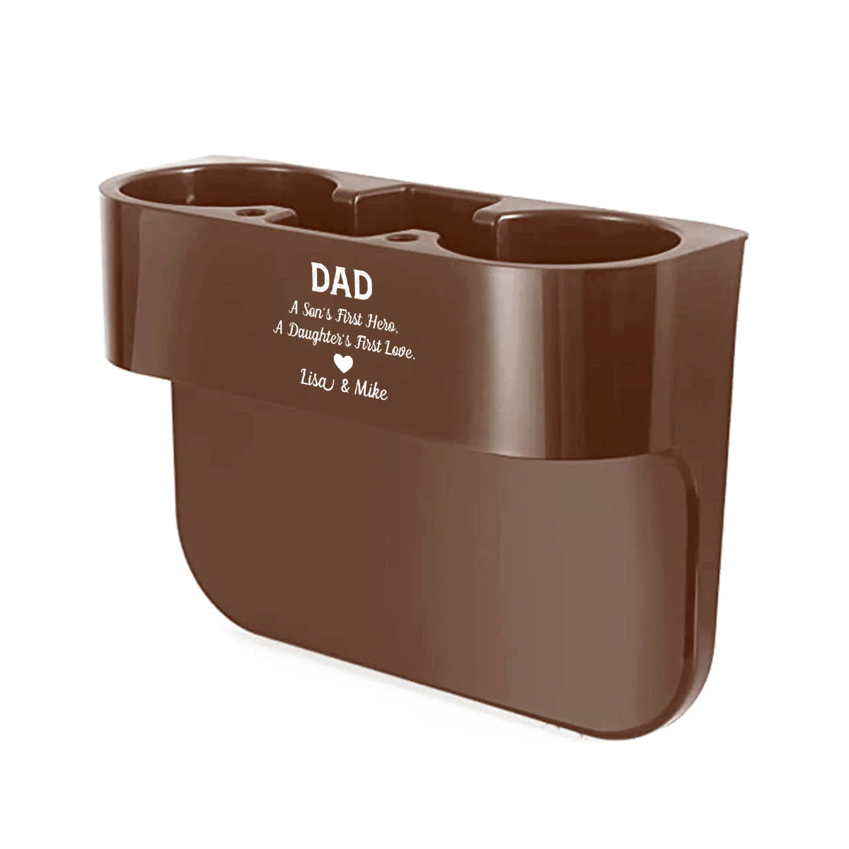 Personalized Cup Holder Portable Multifunction Vehicle Seat Cup Cell Phone Drinks Holder Box Car Interior Organizer, Happy Father's Day, Custom For Your Cars, Car Accessories, Gift for Daddy - Delicate Leather