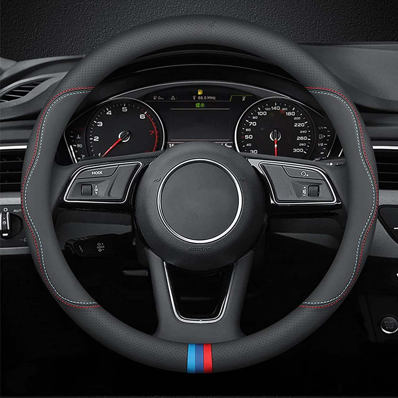 Car Steering Wheel Cover 2023 Update Version, Custom For Your Cars, Premium Leather Car Steering Wheel Cover with Logo, Car Accessories MT18991