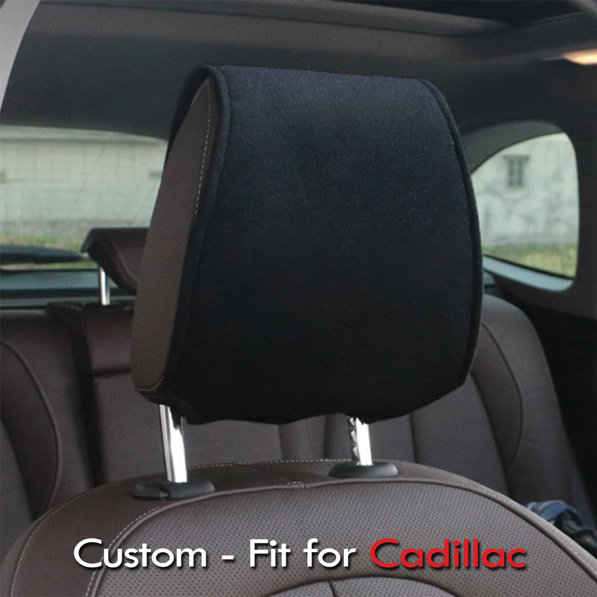 Car Seat Headrest Cover Breathable Flexible Headrest Covers Velcro Auto Headrest Covers Universal Fit, Custom-Fit For Cadillac, Car Accessories DLCA243 - Delicate Leather