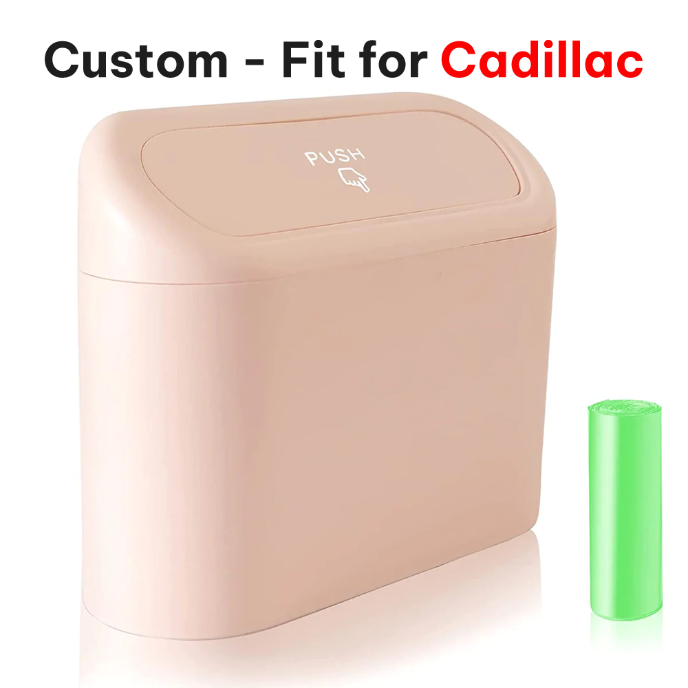 Delicate Leather Car Trash Can with Lid – Custom-Fit for Cadillac, Mini Waterproof Garbage Bin with Trash Bags, Cute Car Organizer for Storage & Waste - Delicate Leather