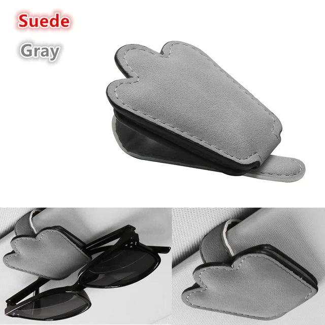 Premium Car Glasses Holder Case - Sunglasses and Eyeglasses Organizer for Car Sun Visor - Glasses Storage Solution - Delicate Leather