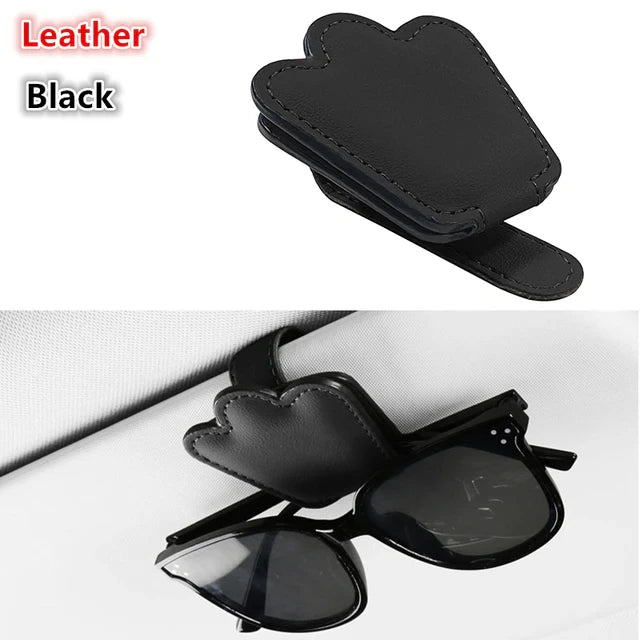 Premium Car Glasses Holder Case - Sunglasses and Eyeglasses Organizer for Car Sun Visor - Glasses Storage Solution - Delicate Leather