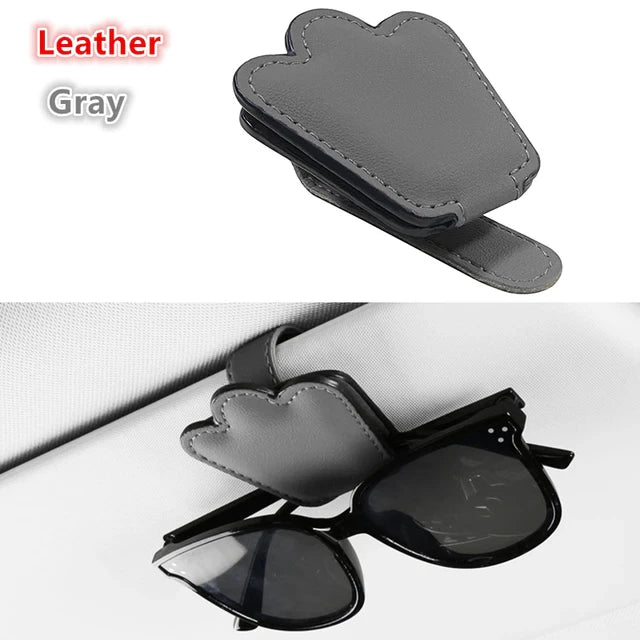 Premium Car Glasses Holder Case - Sunglasses and Eyeglasses Organizer for Car Sun Visor - Glasses Storage Solution - Delicate Leather