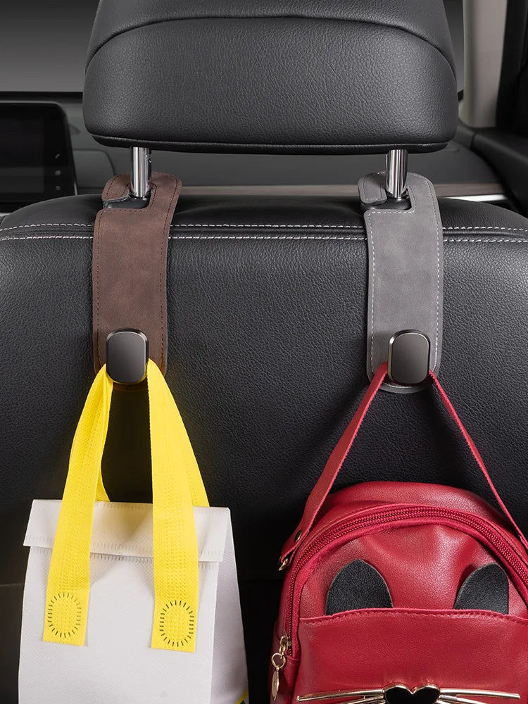 Car Seat Back Hook Universal Auto Storage Hanger Car Storage Organizer for Handbag Purse Coat Umbrellas Grocery Bags - Delicate Leather