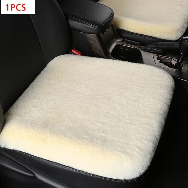 Plush Wool Fur Car Seat Covers -Winter Protection and Comfort for Your Vehicle's Interior - Delicate Leather