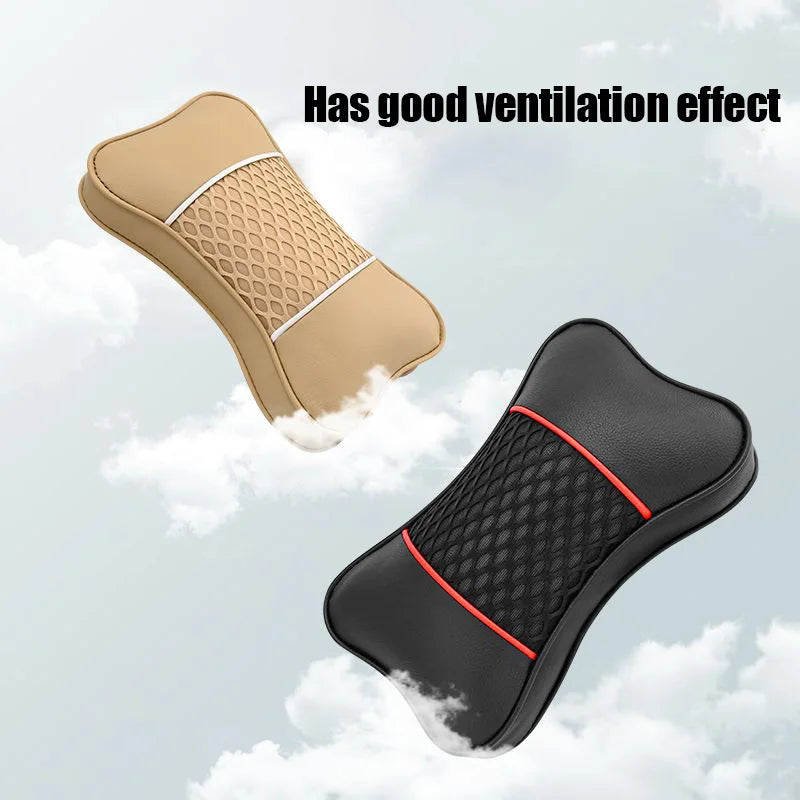Breathable Car Seat Neck Pillow: Auto Head and Neck Support Cushion for Relaxation and Comfort - Delicate Leather