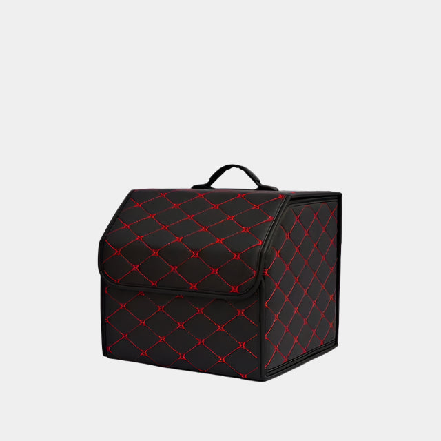 Large Capacity Car Trunk Organizer Box - Multi-Use Auto Tools Storage Bag for Tidying and Emergency Storage - Folding Leather Design - Delicate Leather
