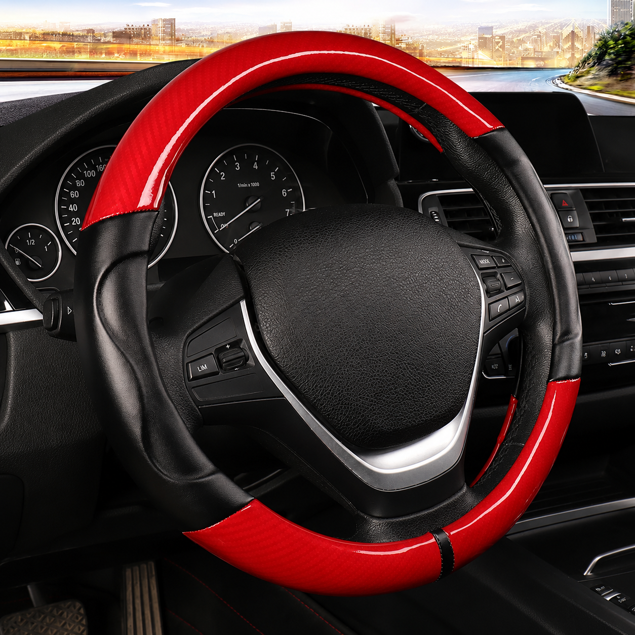 Luxury Leather & Carbon Fiber Steering Wheel Cover – Universal 37–38cm Anti-Slip Grip - Delicate Leather