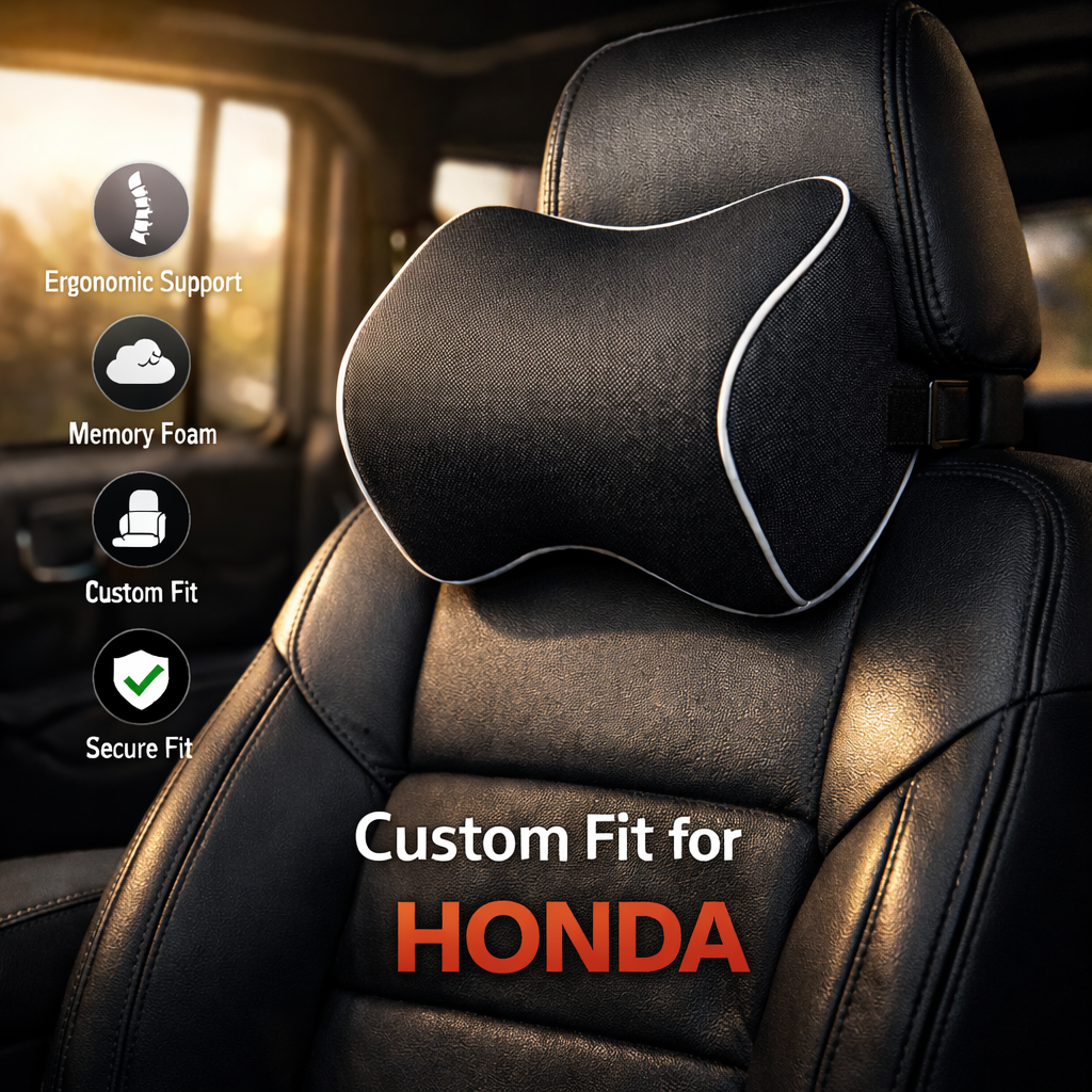 Lumbar Support Cushion for Car and Headrest Neck Pillow Kit, Custom For Cars, Ergonomically Design for Car Seat, Car Accessories HA13983 - Delicate Leather