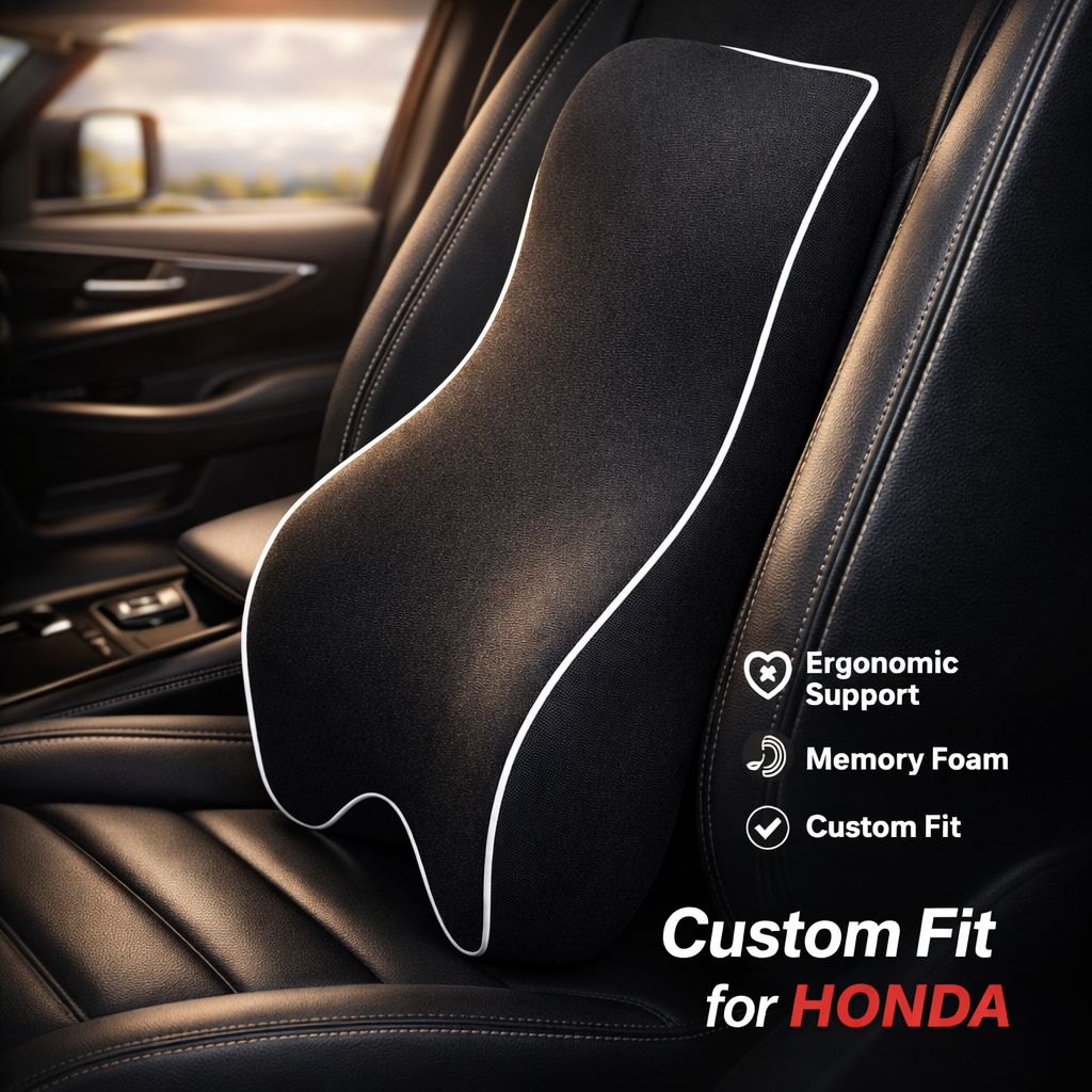 Lumbar Support Cushion for Car and Headrest Neck Pillow Kit, Custom For Cars, Ergonomically Design for Car Seat, Car Accessories HA13983 - Delicate Leather