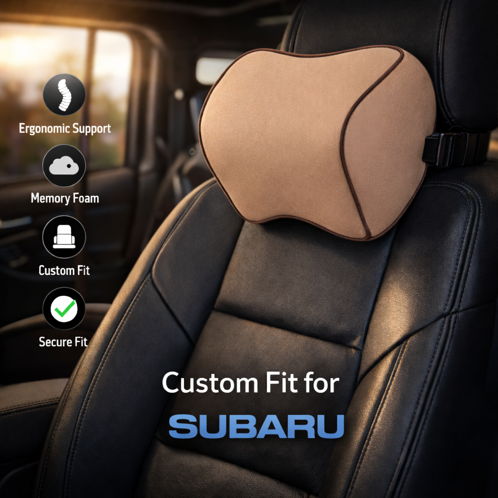 Lumbar Support Cushion for Car and Headrest Neck Pillow Kit, Custom For Cars, Ergonomically Design for Car Seat, Car Accessories SU13983 - Delicate Leather