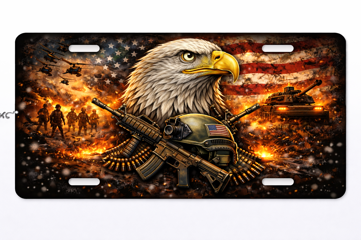 2D Eagle America 250Th Anniversary Design License Plate Frame – Waterproof Aluminum Decorative Plate Cover - Delicate Leather