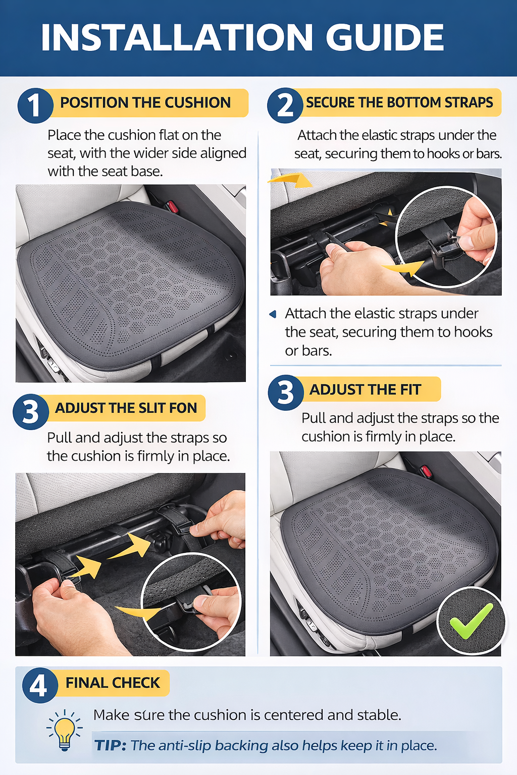 Ultra-Thin Suede Car Seat Cushion – Breathable Universal Seat Cover Pad for Vehicle Interior - Delicate Leather