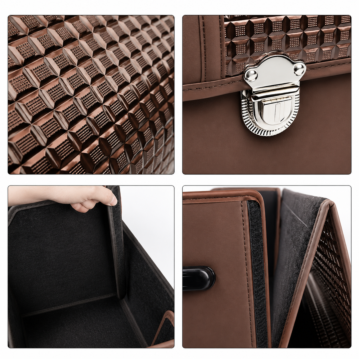 Custom Fit for BMW Trunk Storage Organizer Box – Premium Nappa Leather Foldable Car Cargo Organizer with Lid, Large Capacity Vehicle Interior Storage Accessories - Delicate Leather