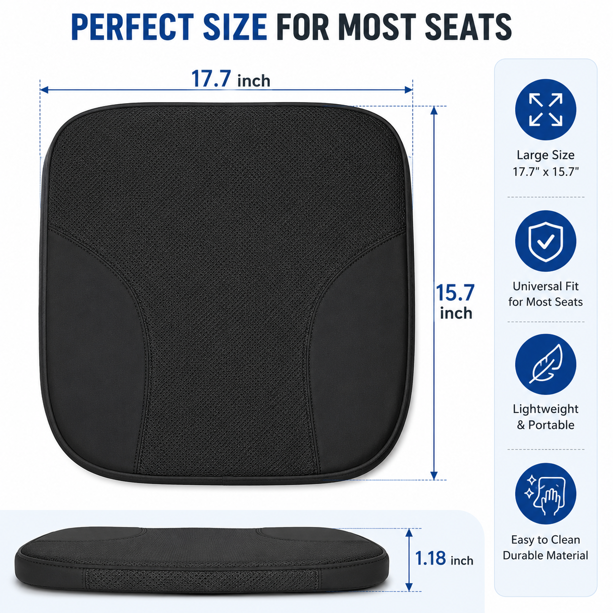 Mercedes-Benz Memory Foam Car Seat Cushion – Custom Fit Seat Pad for Enhanced Driving Comfort, Height Boost Support, Ergonomic Cushion for Car Seats, Office Chairs & Daily Use - Delicate Leather