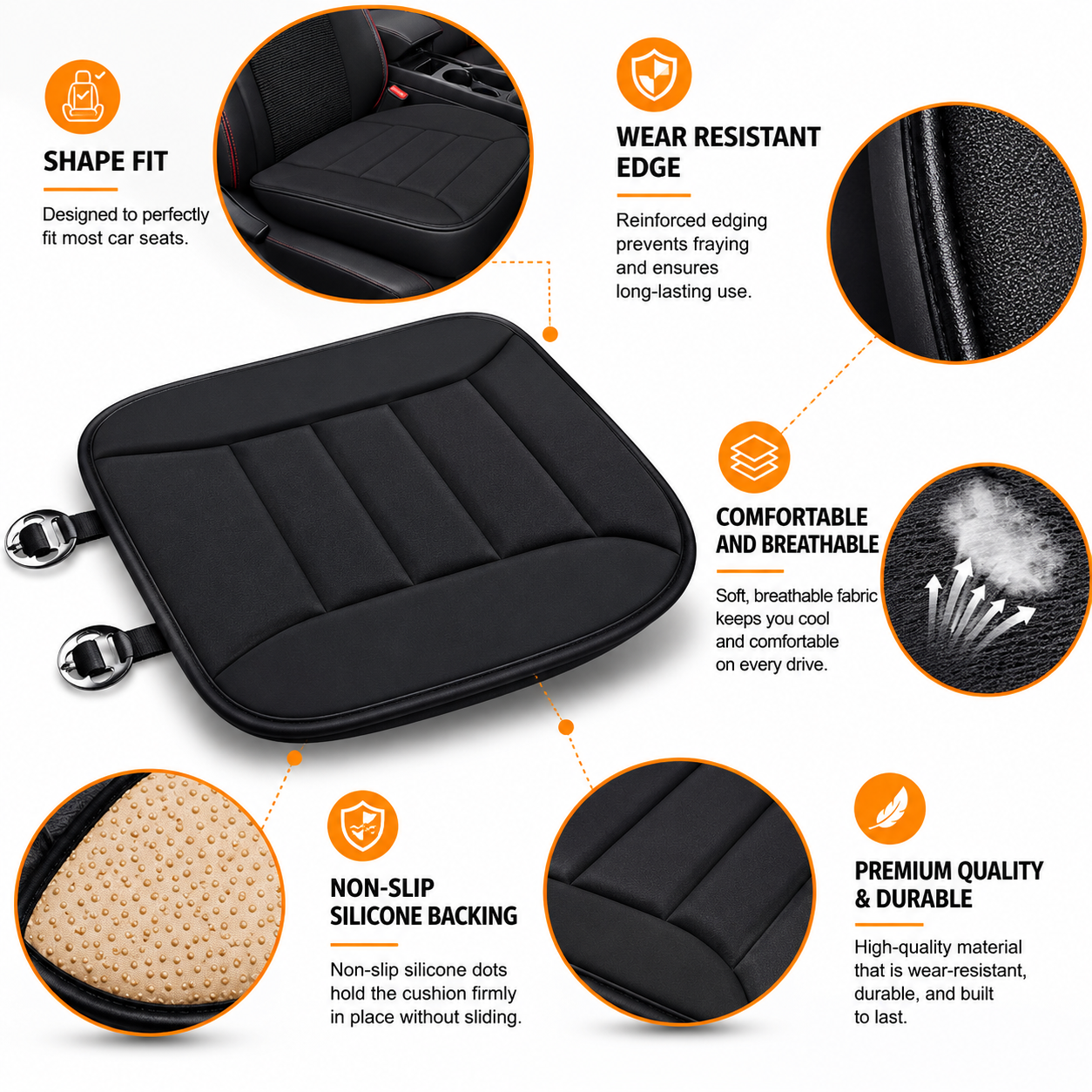 Memory Foam Car Seat Cushion – 1.2 Inch Comfort Seat Pad, Custom Fit Mercedes-Benz Interior Protector - Delicate Leather