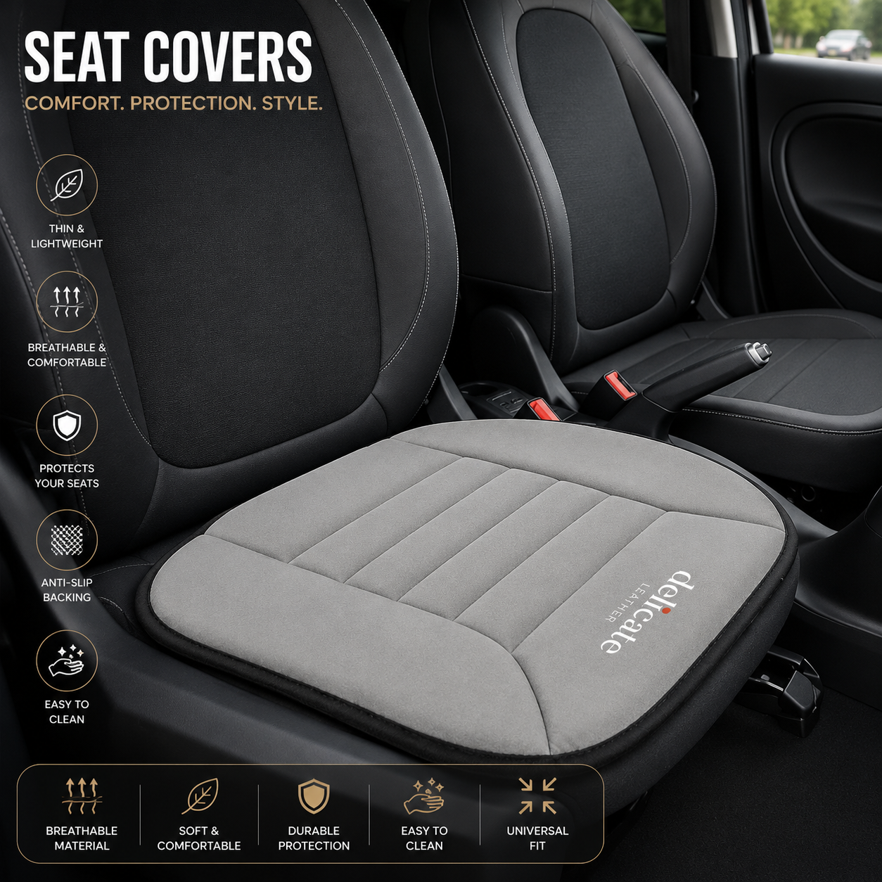 Memory Foam Car Seat Cushion – 1.2 Inch Comfort Seat Pad, Custom Fit Mercedes-Benz Interior Protector - Delicate Leather