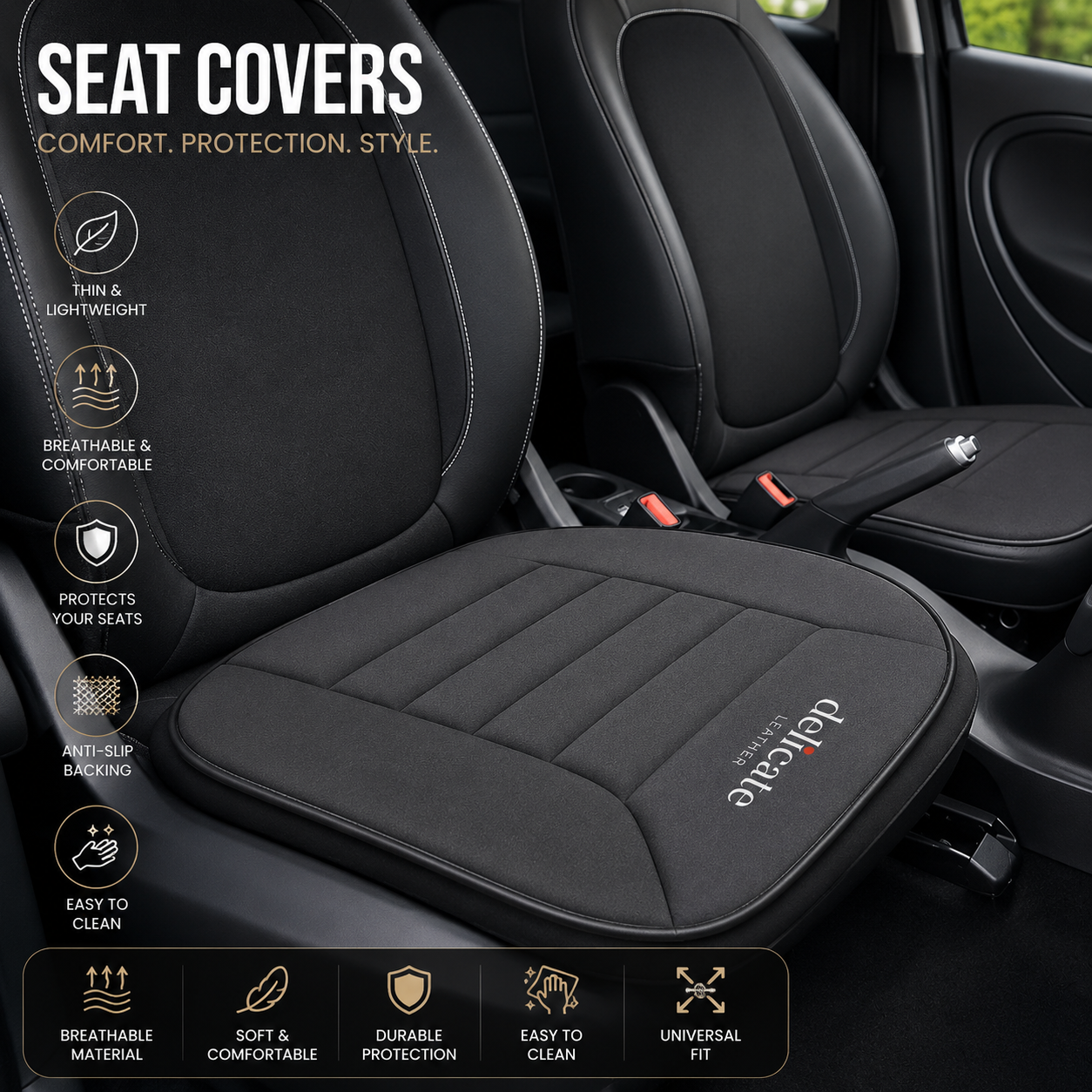 Memory Foam Car Seat Cushion – 1.2 Inch Comfort Seat Pad, Custom Fit Mercedes-Benz Interior Protector - Delicate Leather