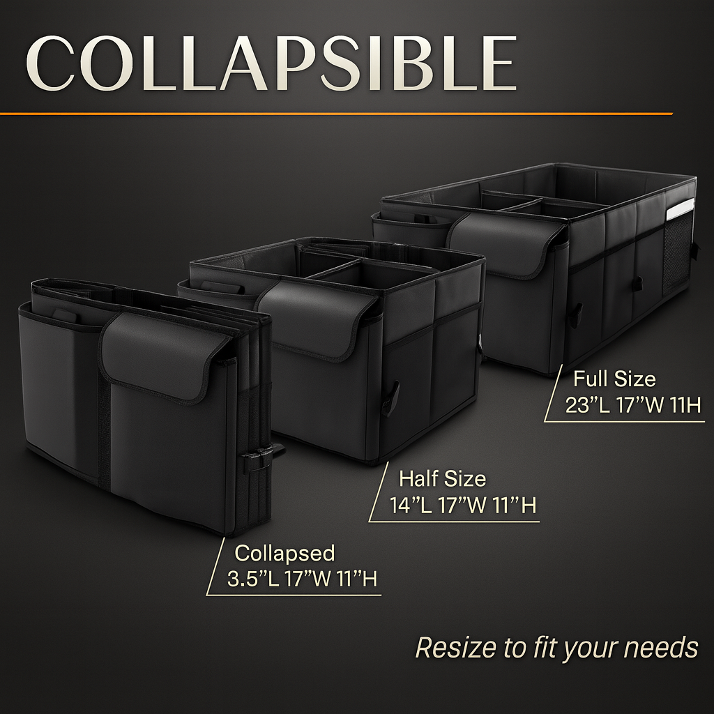 Delicate Leather Car Trunk Organizer - Collapsible, Custom fit for Honda, Multi-Compartment Automotive SUV Car Organizer for Storage w/ Adjustable Straps - Car Accessories for Women and Men WQ12993 - Delicate Leather