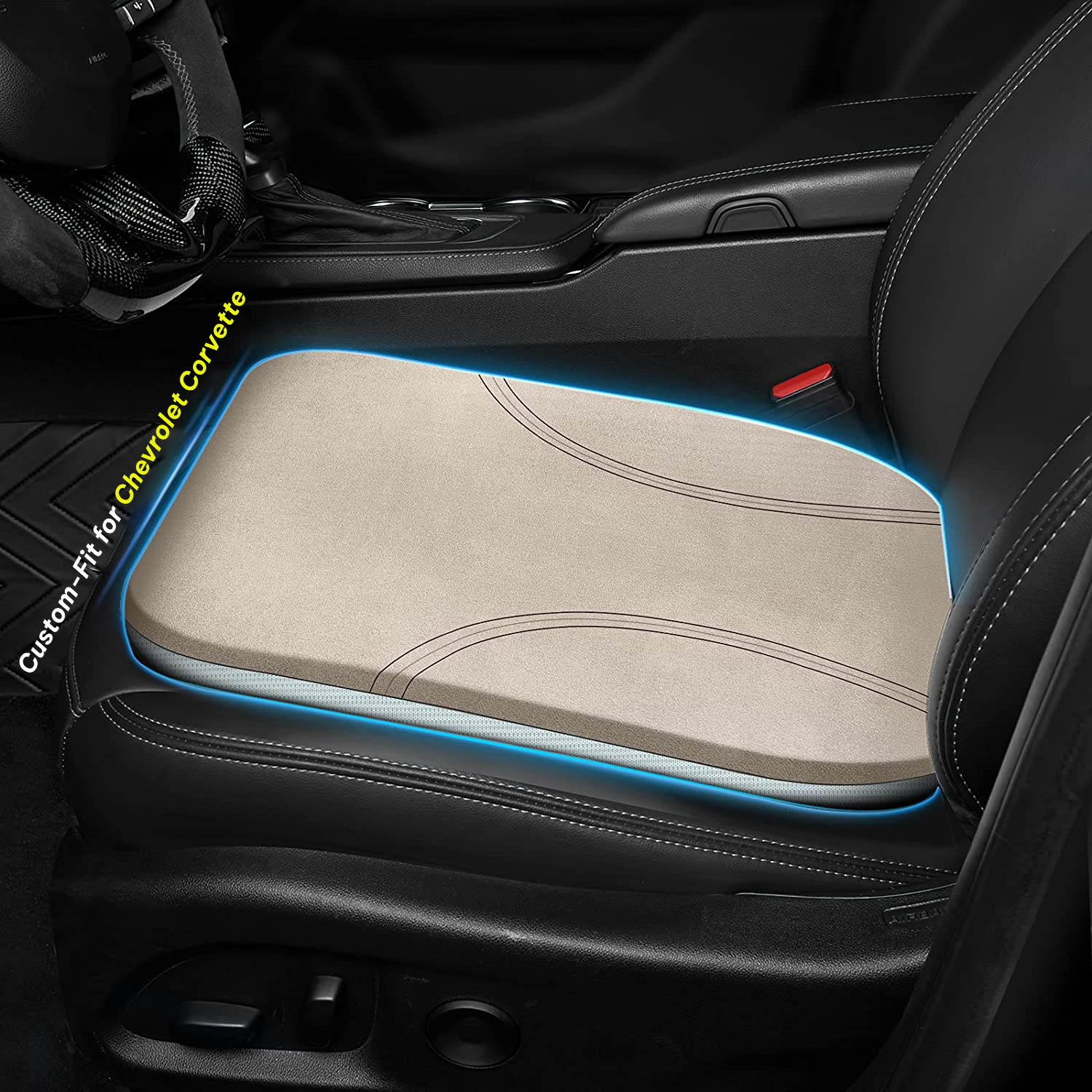 Car Seat Cushion, Custom Fit For Chevrolet Corvette, Car Memory Foam Seat Cushion, Heightening Seat Cushion, Seat Cushion for Car and Office Chair DLCC224 - Delicate Leather