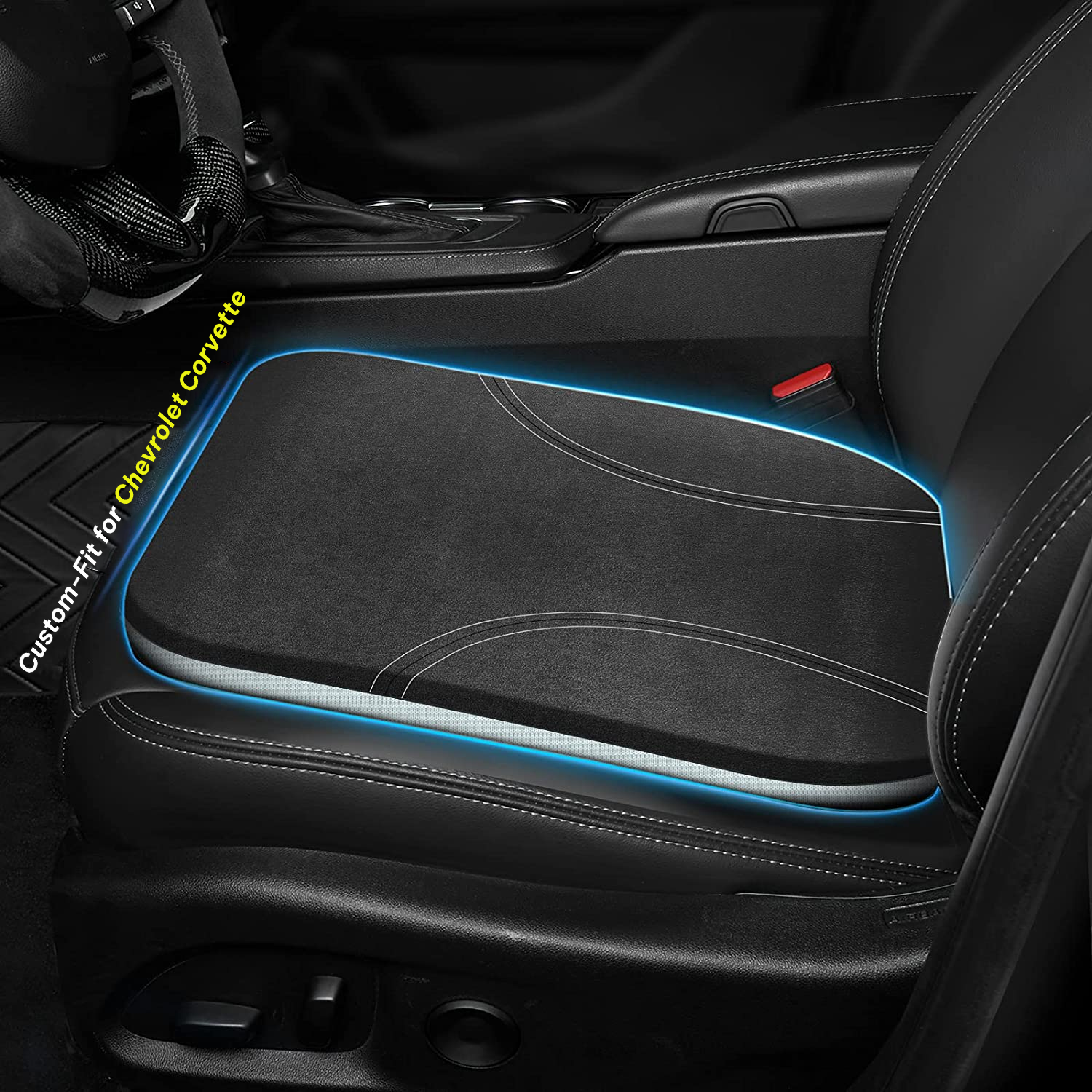 Car Seat Cushion, Custom Fit For Chevrolet Corvette, Car Memory Foam Seat Cushion, Heightening Seat Cushion, Seat Cushion for Car and Office Chair DLCC224 - Delicate Leather