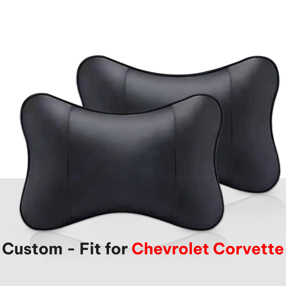 Thickened Foam Car Neck Pillow, Custom-Fit For Chevrolet Corvette, Soft Leather Headrest (2 Pieces) for Driving Home Office DLCC245 - Delicate Leather