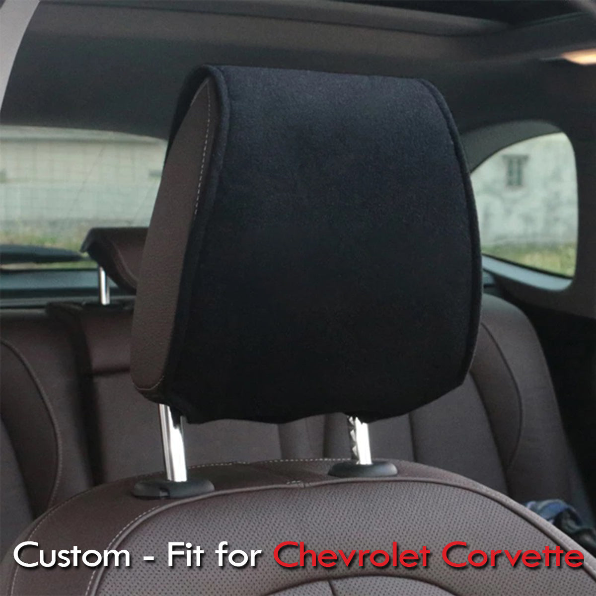 Car Seat Headrest Cover Breathable Flexible Headrest Covers Velcro Auto Headrest Covers Universal Fit, Custom-Fit For Chevrolet Corvette, Car Accessories DLCC243 - Delicate Leather