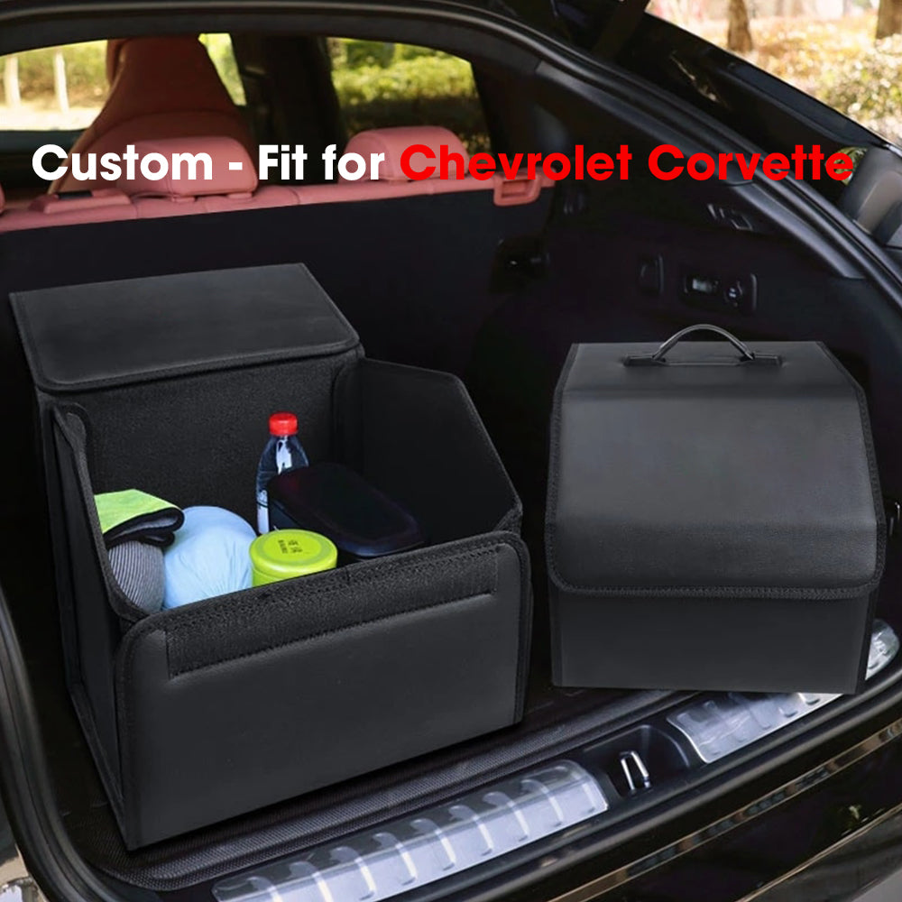 Foldable Trunk Storage Luggage Organizer Box, Custom-Fit For Chevrolet Corvette, SUV Trunk Organizer Van Cargo Carrier Caddy for Shopping, Camping Picnic, Home Garage DLCC241 - Delicate Leather