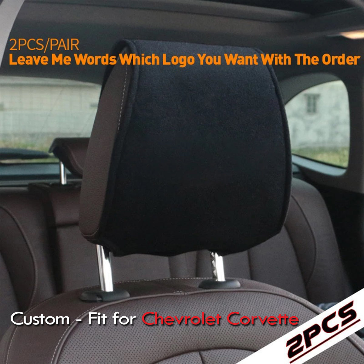Car Seat Headrest Cover Breathable Flexible Headrest Covers Velcro Auto Headrest Covers Universal Fit, Custom-Fit For Chevrolet Corvette, Car Accessories DLCC243 - Delicate Leather