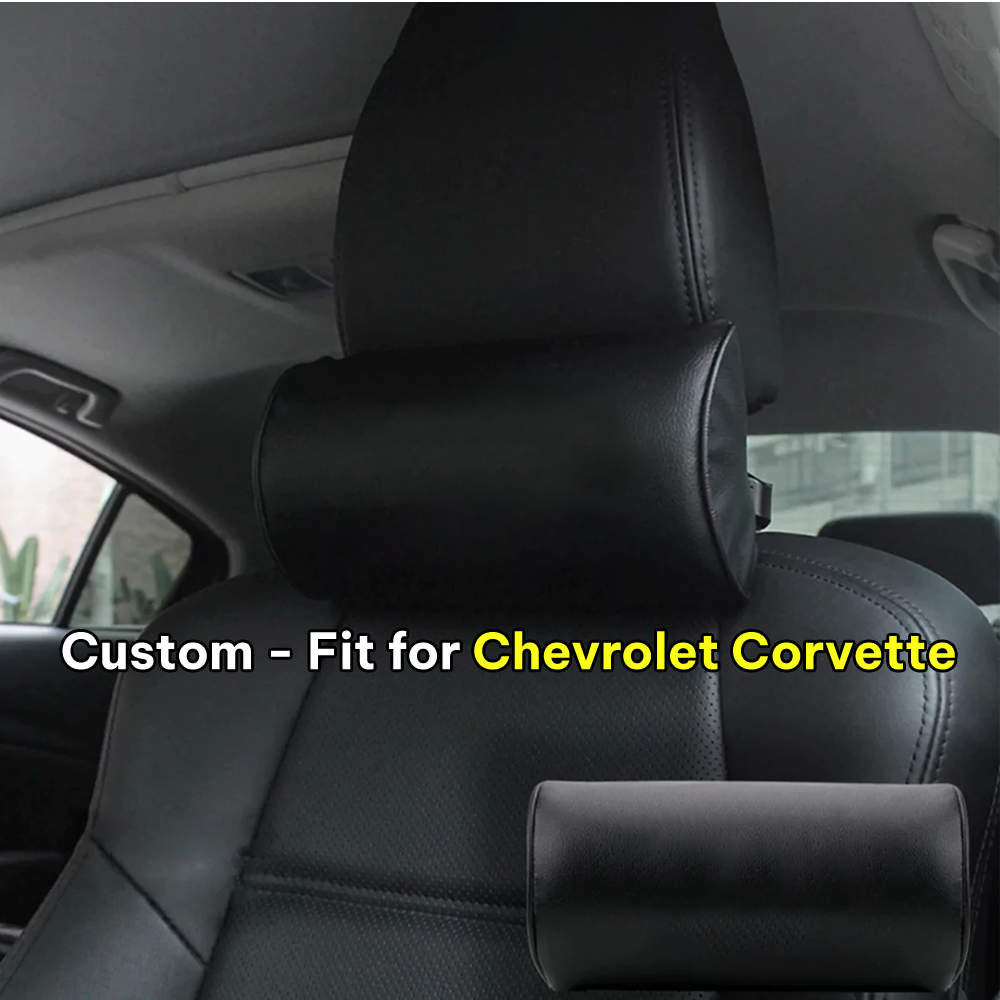 Neck Pillow, Custom-Fit For Chevrolet Corvette, Car Seat Headrest Neck Rest Cushion for Driving Seat Auto Head Rest Neck Support DLCC244 - Delicate Leather