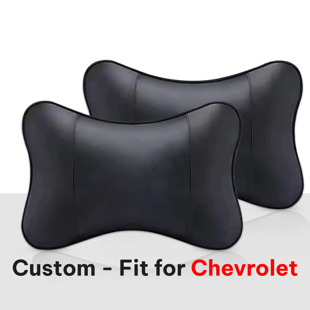 Thickened Foam Car Neck Pillow, Custom-Fit For Chevrolet, Soft Leather Headrest (2 Pieces) for Driving Home Office DLCH245 - Delicate Leather