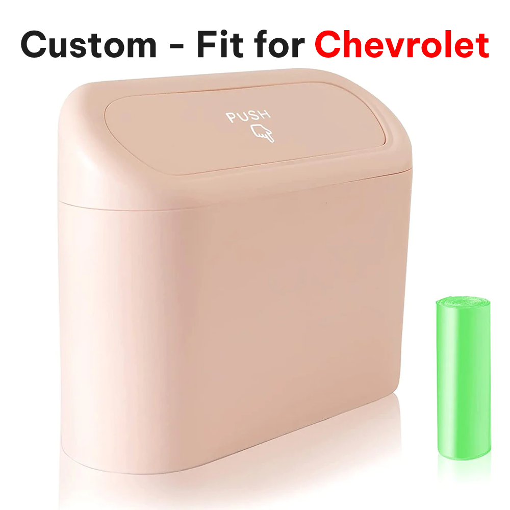 Delicate Leather Car Trash Can with Lid – Custom-Fit for Chevrolet, Mini Waterproof Garbage Bin with Trash Bags, Cute Car Organizer for Storage & Waste - Delicate Leather