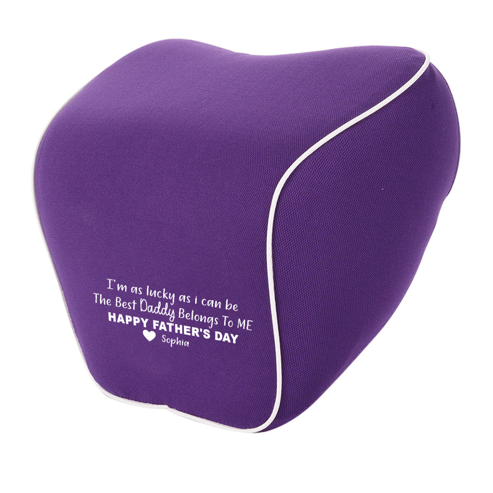 Personalized Lumbar Support Cushion for Car and Headrest Neck Pillow Kit, Happy Father's Day, Custom For Cars, Ergonomically Design for Car Seat, Car Accessories, Gift for Daddy - Delicate Leather