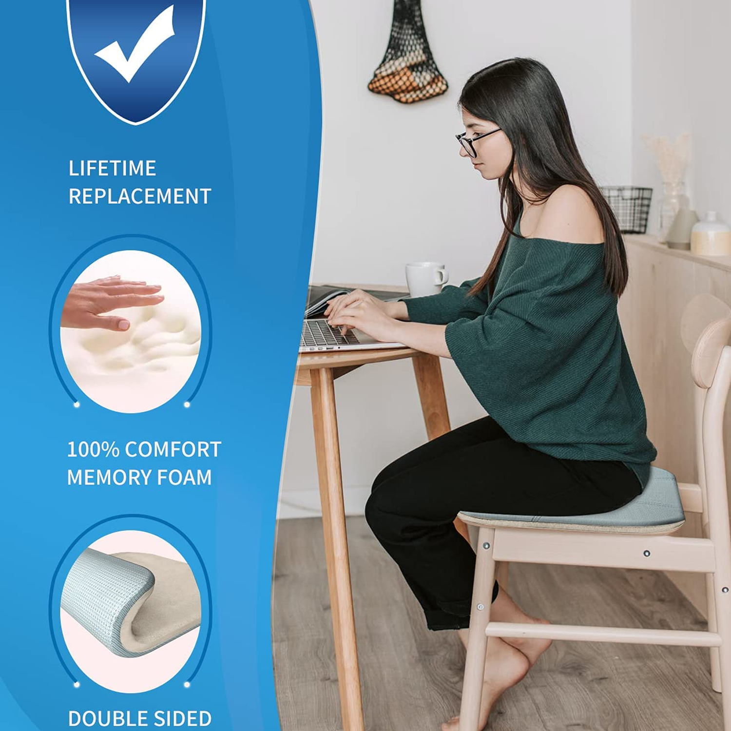 Car Seat Cushion, Custom Fit For Daewoo, Car Memory Foam Seat Cushion, Heightening Seat Cushion, Seat Cushion for Car and Office Chair DLDA224 - Delicate Leather