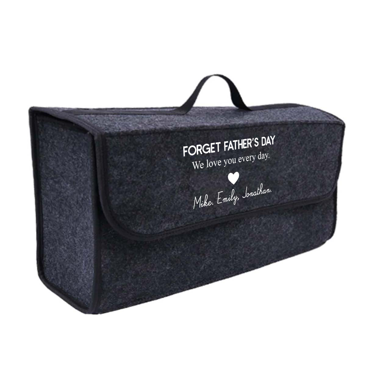 Personalized Soft Felt Car Bag Organizer, Happy Father's Day Folding Car Storage Box Non Slip Fireproof Car Trunk Organizer, Custom For Your Cars, Car Accessories, Gift for Daddy - Delicate Leather