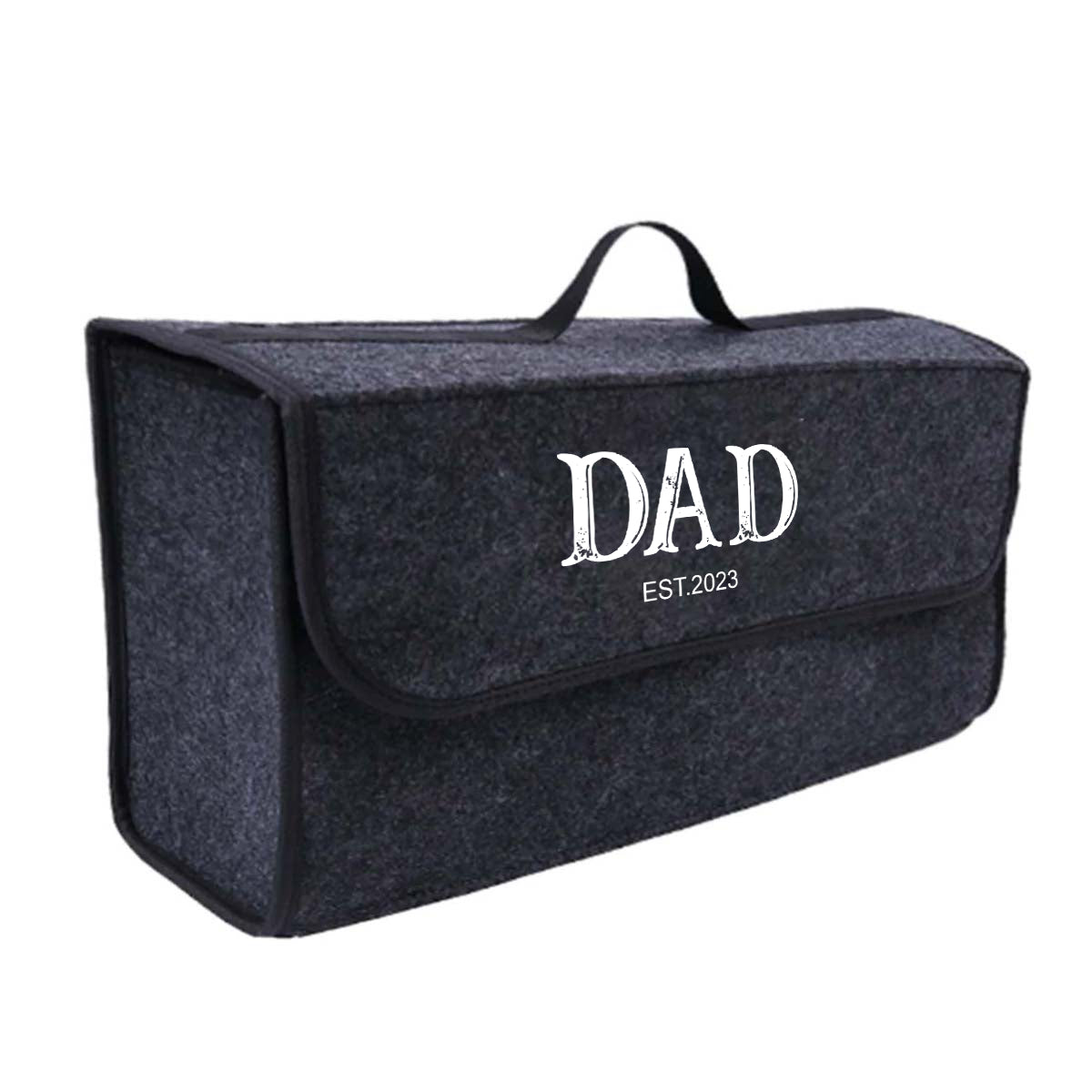 Soft Felt Car Bag Organizer Folding Car Storage Box Non Slip Fireproof Car Trunk Organizer, Custom For Your Cars, Daddy Est Year, Happy Father's Day, Car Accessories - Delicate Leather