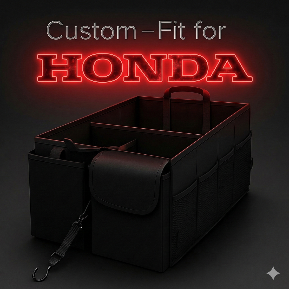 Delicate Leather Car Trunk Organizer - Collapsible, Custom fit for Honda, Multi-Compartment SUV Organizer with Adjustable Straps, WQ12993 - Delicate Leather