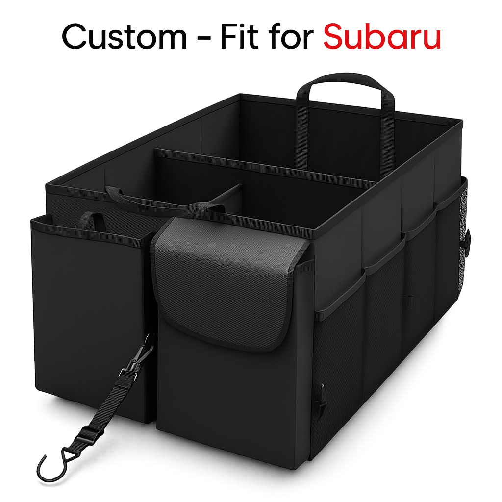 Car Trunk Organizer - Collapsible, Custom-Fit For Subaru, Multi-Compartment Automotive SUV Car Organizer for Storage w/ Adjustable Straps - Car Accessories for Women and Men DLTS232 - Delicate Leather