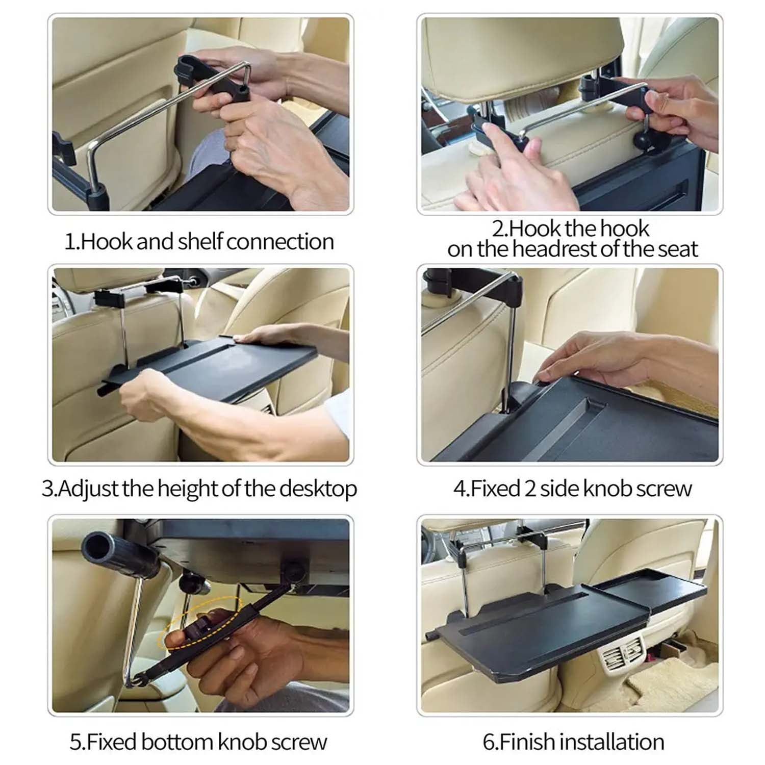 2 in 1 Car Steering Wheel Tray, Custom fit for Chevrolet, Back Seat Headrest Tray for Eating Food Drink and Writing Laptop Work, Black Car Desk