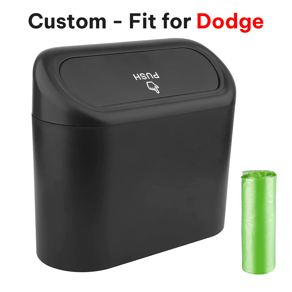 Delicate Leather Car Trash Can with Lid – Custom-Fit for Dodge, Mini Waterproof Garbage Bin with Trash Bags, Cute Car Organizer for Storage & Waste - Delicate Leather