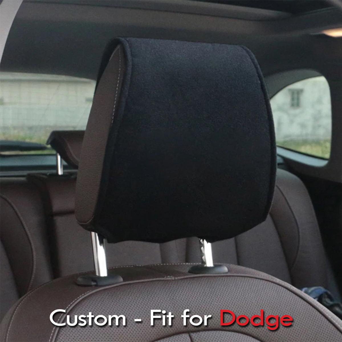 Car Seat Headrest Cover Breathable Flexible Headrest Covers Velcro Auto Headrest Covers Universal Fit, Custom-Fit For Dodge, Car Accessories DLDE243 - Delicate Leather