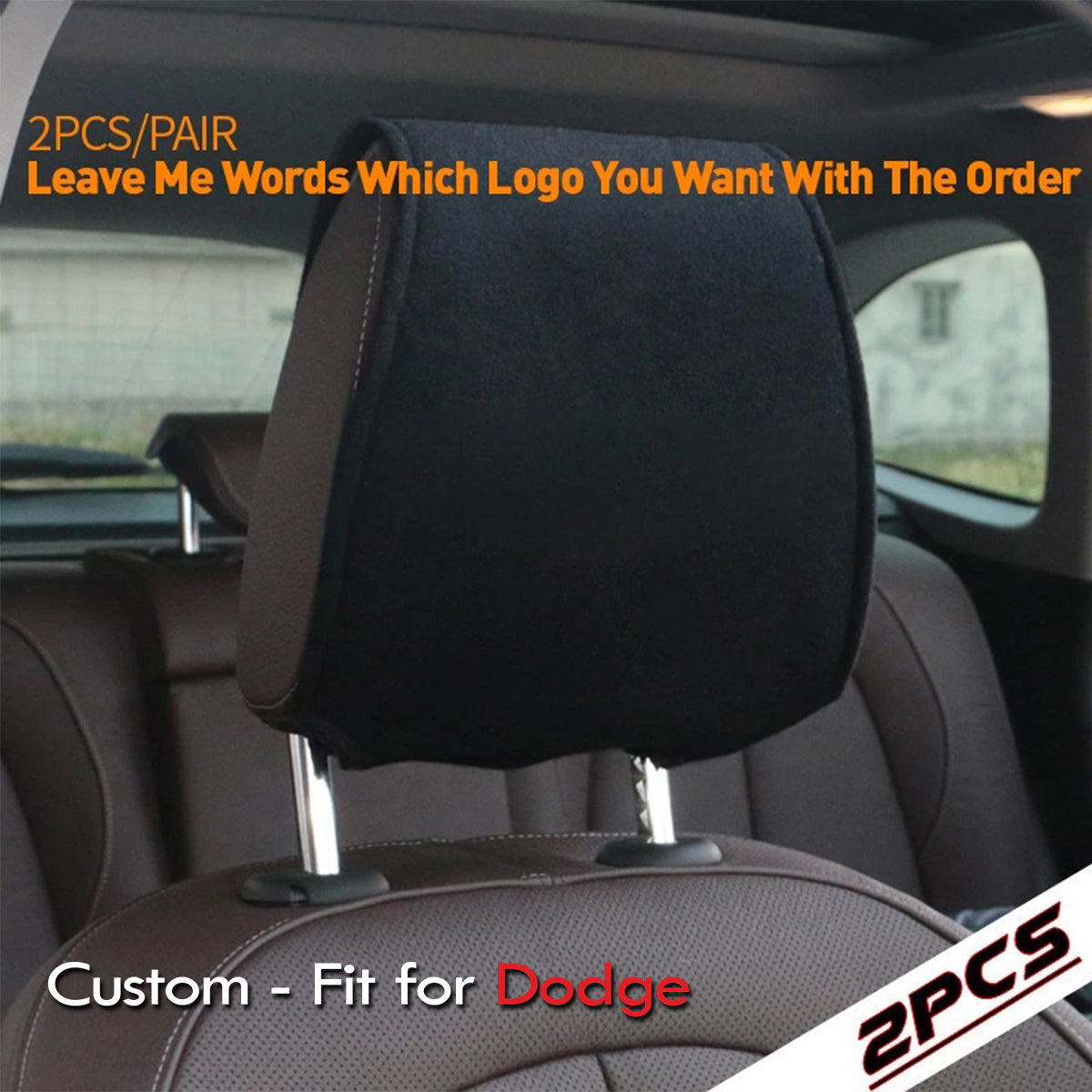 Car Seat Headrest Cover Breathable Flexible Headrest Covers Velcro Auto Headrest Covers Universal Fit, Custom-Fit For Dodge, Car Accessories DLDE243 - Delicate Leather