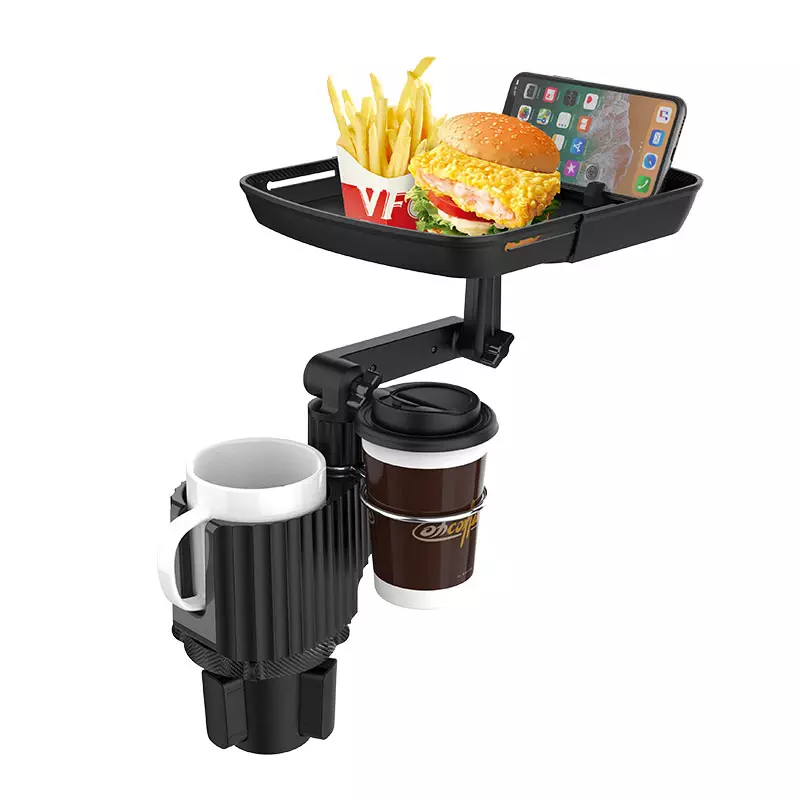 NEW 360° Rotating Adjustable Car Drink Cup Holder with Tray - Multifunctional Storage Car Cup Mount Holder Expander - Delicate Leather