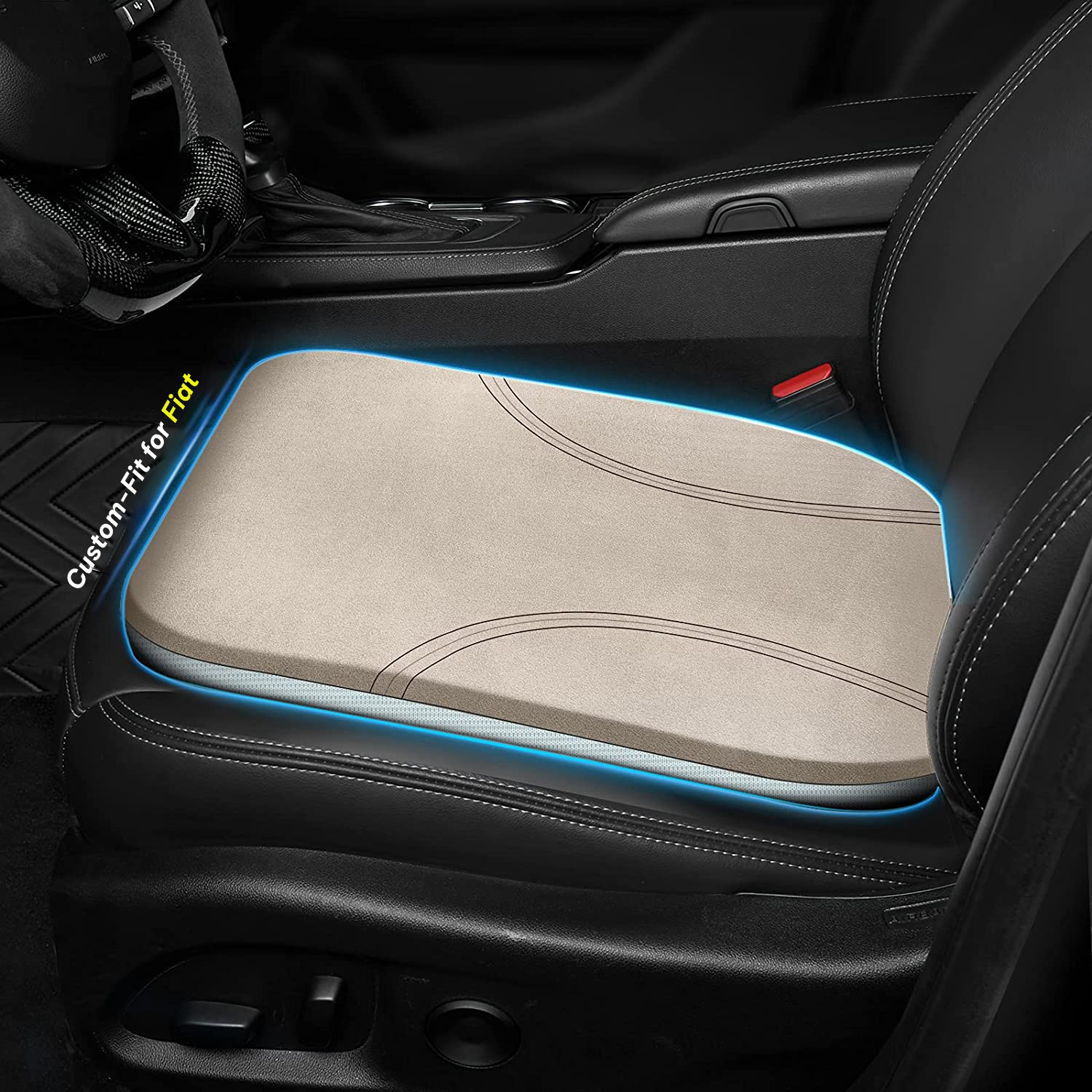 Car Seat Cushion, Custom Fit For Fiat, Car Memory Foam Seat Cushion, Heightening Seat Cushion, Seat Cushion for Car and Office Chair DLFT224 - Delicate Leather