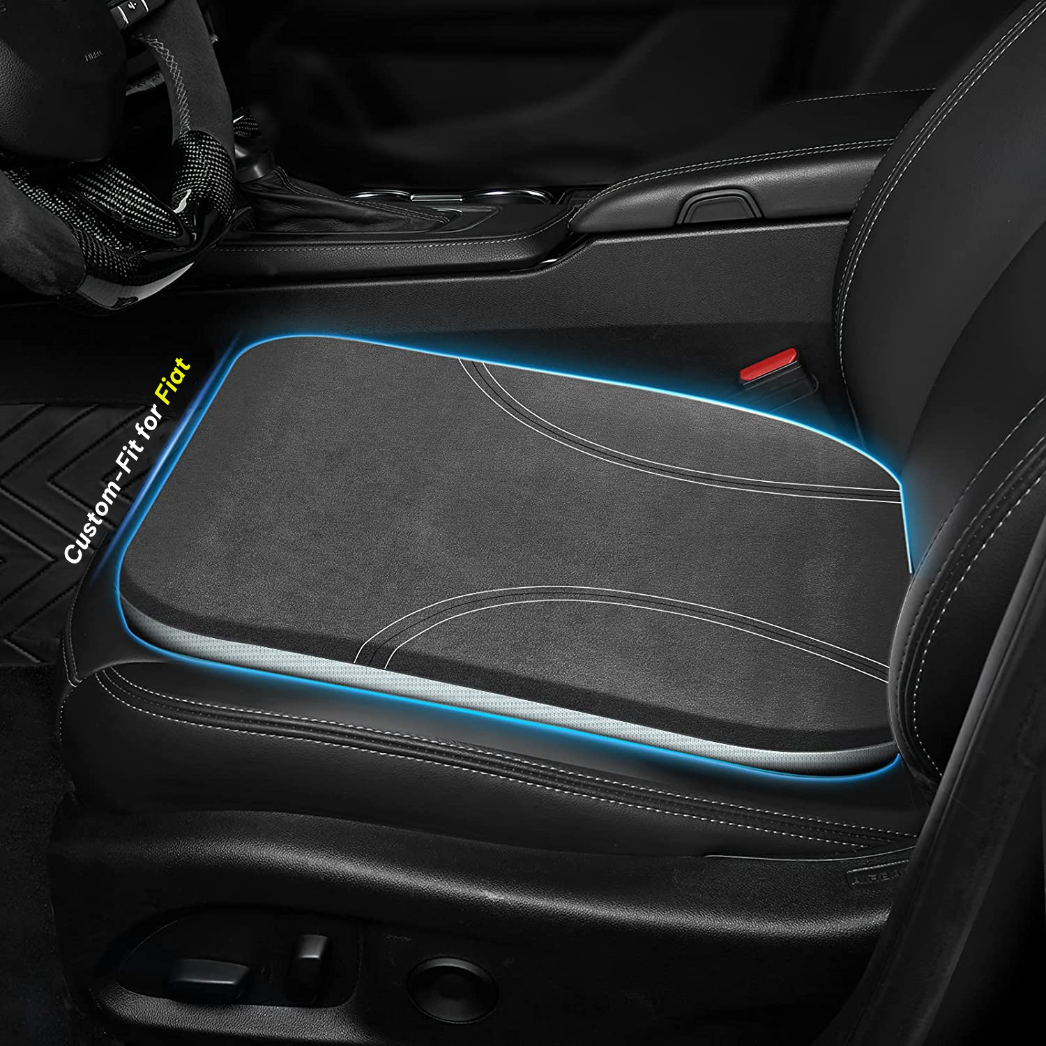 Car Seat Cushion, Custom Fit For Fiat, Car Memory Foam Seat Cushion, Heightening Seat Cushion, Seat Cushion for Car and Office Chair DLFT224 - Delicate Leather