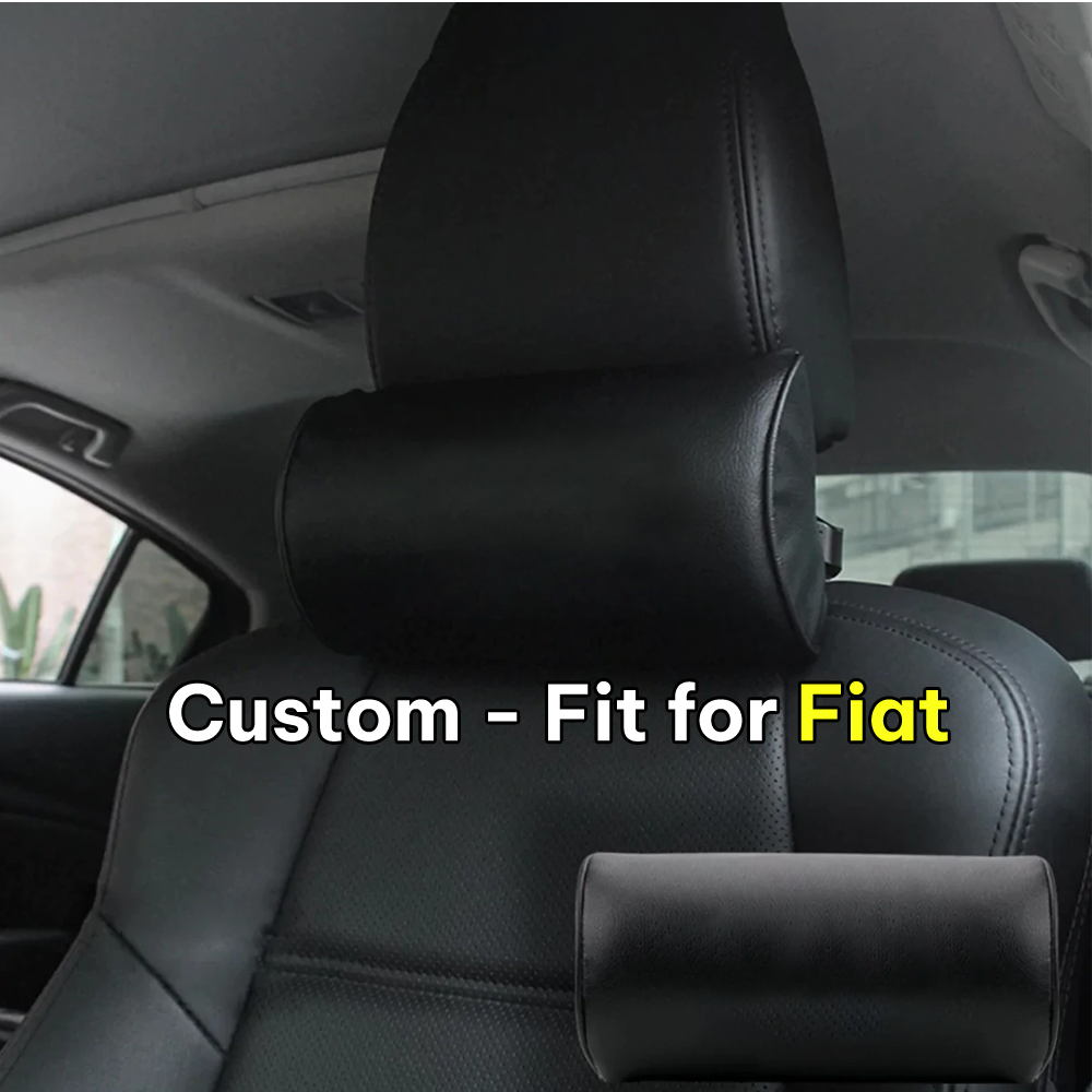 Neck Pillow, Custom-Fit For Fiat, Car Seat Headrest Neck Rest Cushion for Driving Seat Auto Head Rest Neck Support DLFT244 - Delicate Leather
