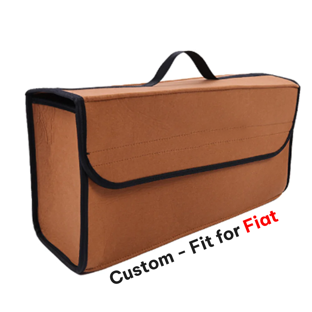 Soft Felt Car Bag Organizer, Custom-Fit For Fiat, Folding Car Storage Box Non Slip Fireproof Car Trunk Organizer DLFT236 - Delicate Leather